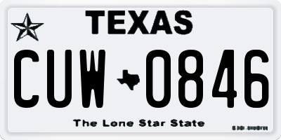 TX license plate CUW0846