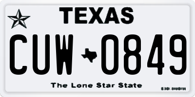 TX license plate CUW0849