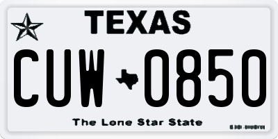 TX license plate CUW0850