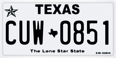 TX license plate CUW0851