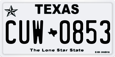 TX license plate CUW0853