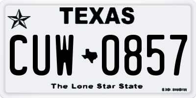 TX license plate CUW0857