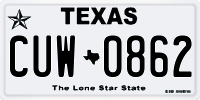 TX license plate CUW0862