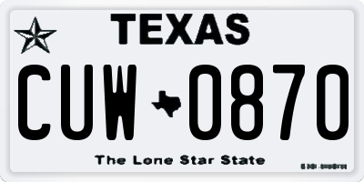 TX license plate CUW0870
