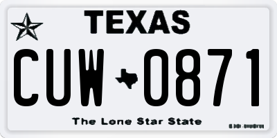 TX license plate CUW0871