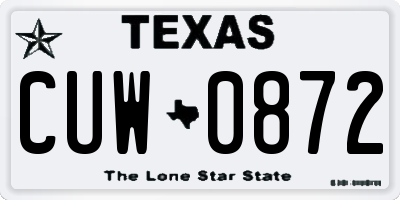 TX license plate CUW0872