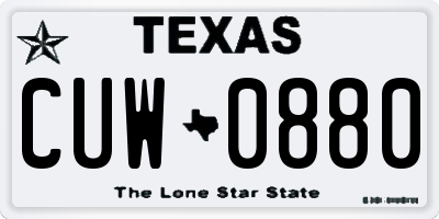 TX license plate CUW0880