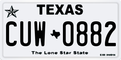 TX license plate CUW0882