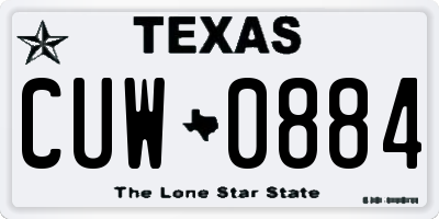 TX license plate CUW0884
