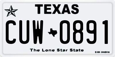 TX license plate CUW0891