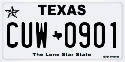 TX license plate CUW0901