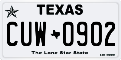 TX license plate CUW0902