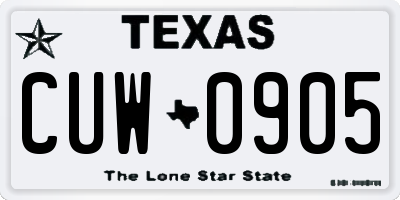 TX license plate CUW0905