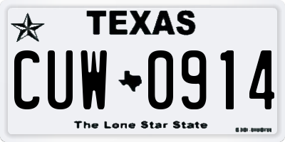 TX license plate CUW0914