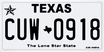 TX license plate CUW0918