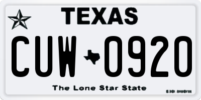 TX license plate CUW0920