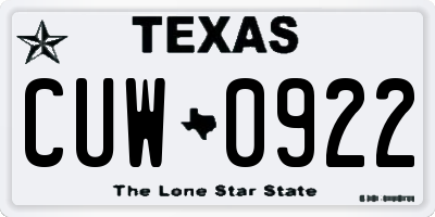 TX license plate CUW0922