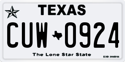 TX license plate CUW0924