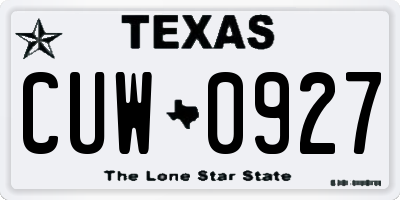 TX license plate CUW0927