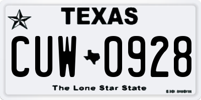 TX license plate CUW0928
