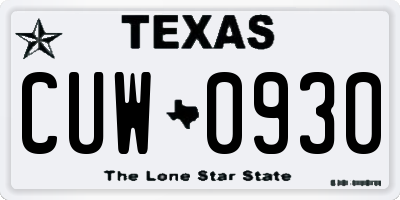 TX license plate CUW0930