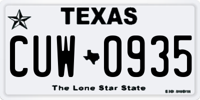 TX license plate CUW0935