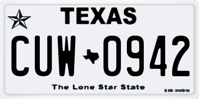 TX license plate CUW0942