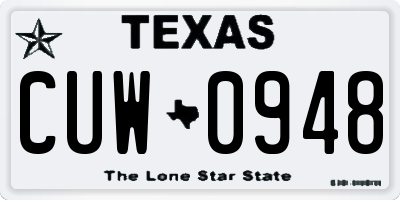 TX license plate CUW0948