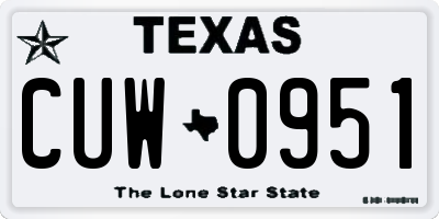 TX license plate CUW0951