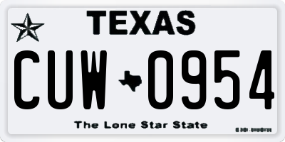 TX license plate CUW0954