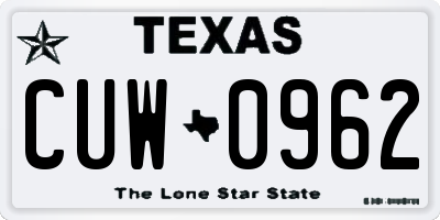 TX license plate CUW0962
