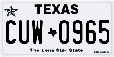 TX license plate CUW0965