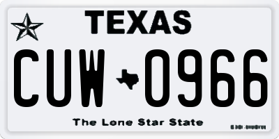 TX license plate CUW0966