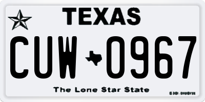 TX license plate CUW0967