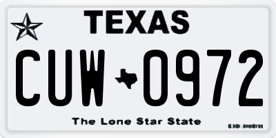 TX license plate CUW0972