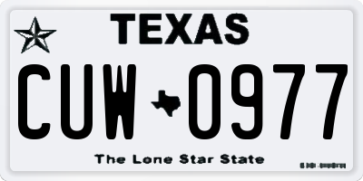 TX license plate CUW0977