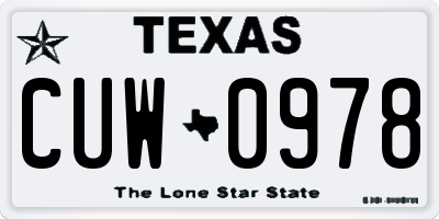 TX license plate CUW0978