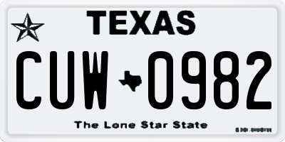 TX license plate CUW0982