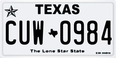 TX license plate CUW0984