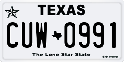 TX license plate CUW0991
