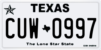 TX license plate CUW0997