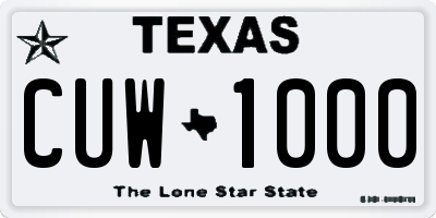 TX license plate CUW1000