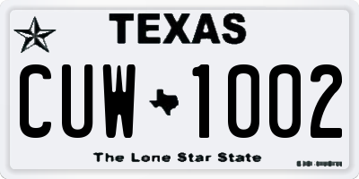 TX license plate CUW1002