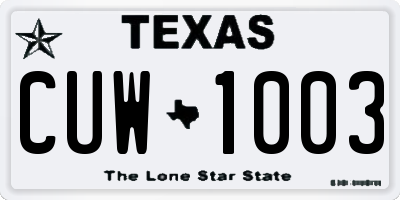 TX license plate CUW1003