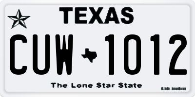 TX license plate CUW1012