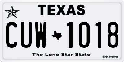TX license plate CUW1018
