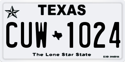 TX license plate CUW1024