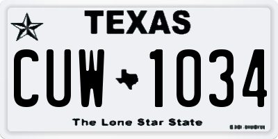 TX license plate CUW1034