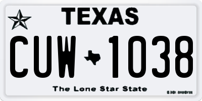 TX license plate CUW1038