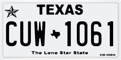 TX license plate CUW1061
